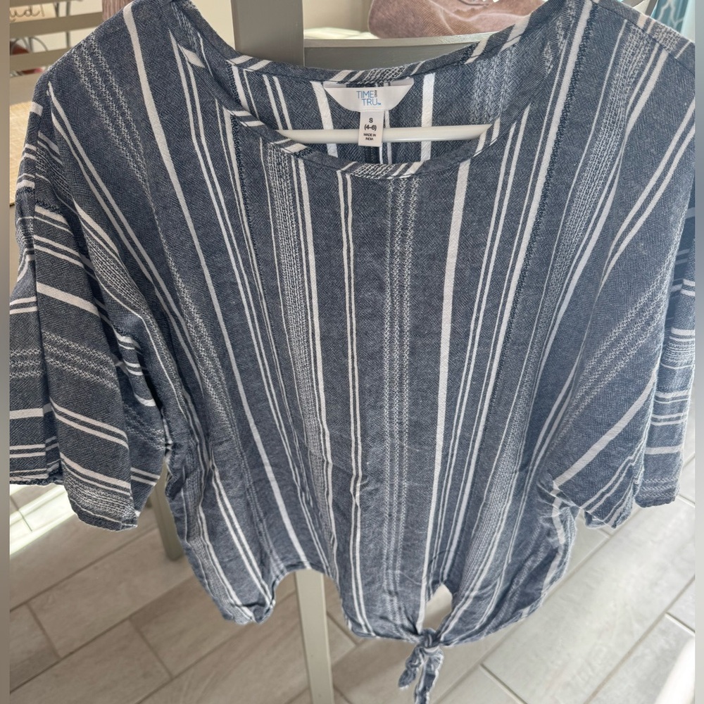 Womens Blue & White Top